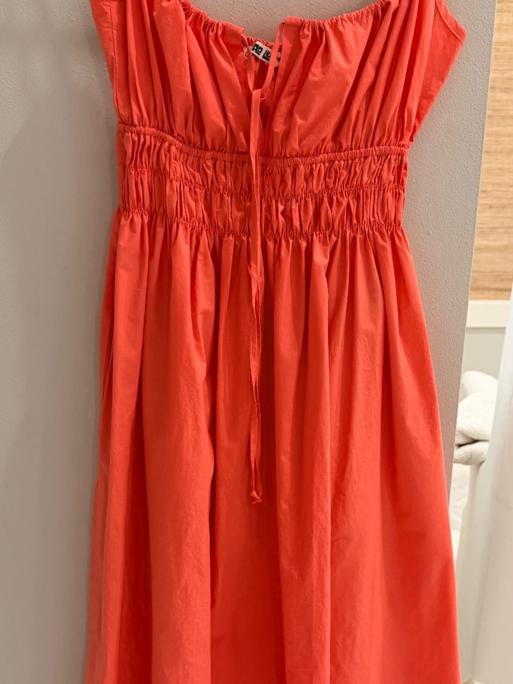 Ciao Lucia Coral Smocked Midi Dress — Size Small
